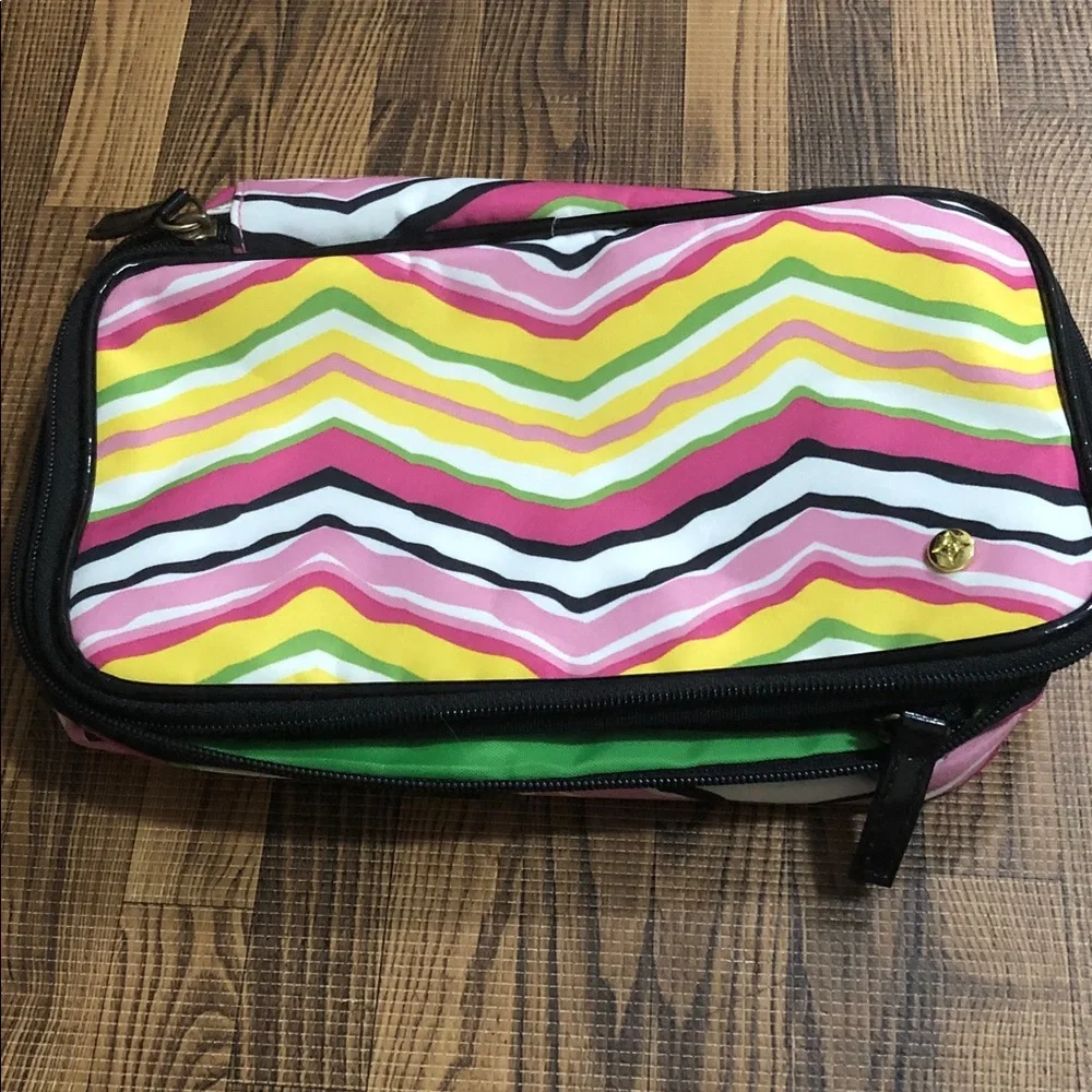 Stephanie Johnson Zigzag Chevron Cosmetic Case in Pink, Yellow & Green